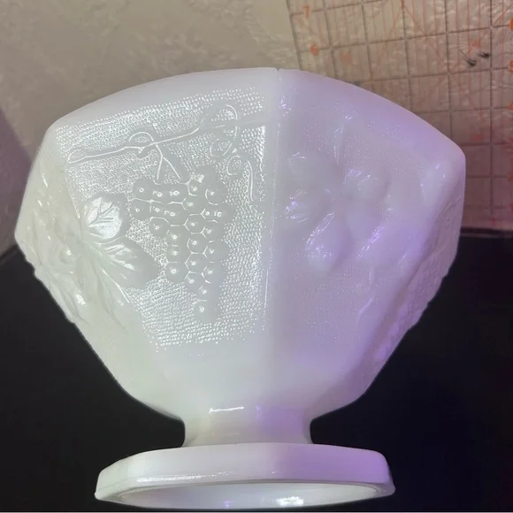 Vintage White Milk Glass Pedestal Bowl - Picture 3 of 7